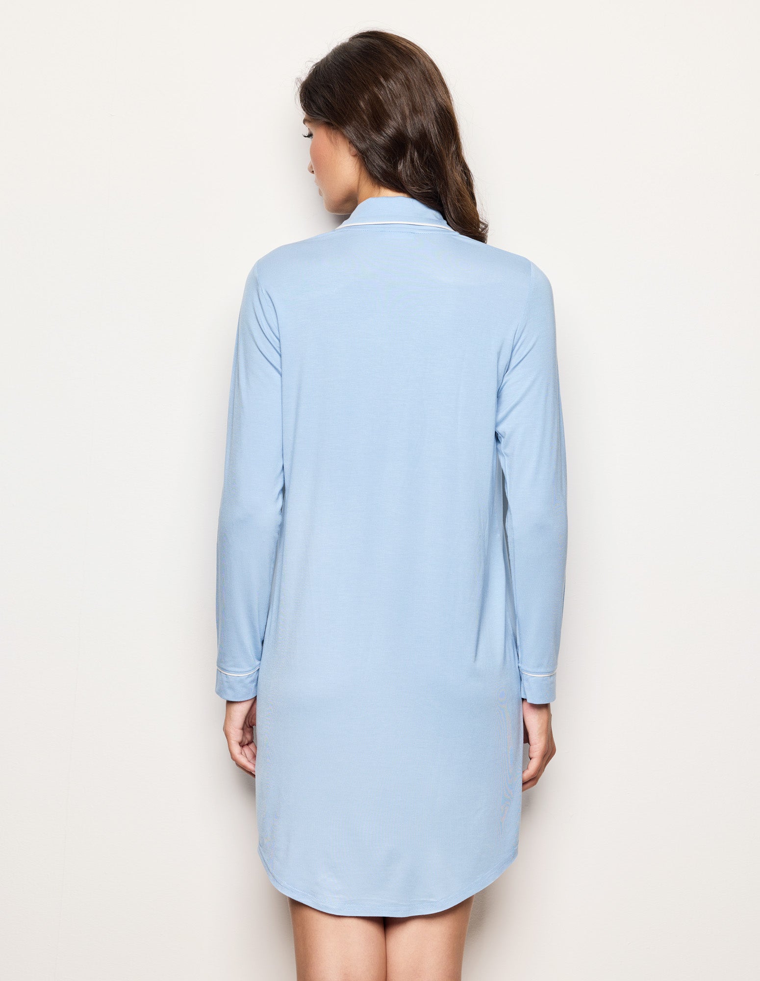 Yamamay Daily Modal Buttoned Nightdress Long Sleeve Light Blue-3