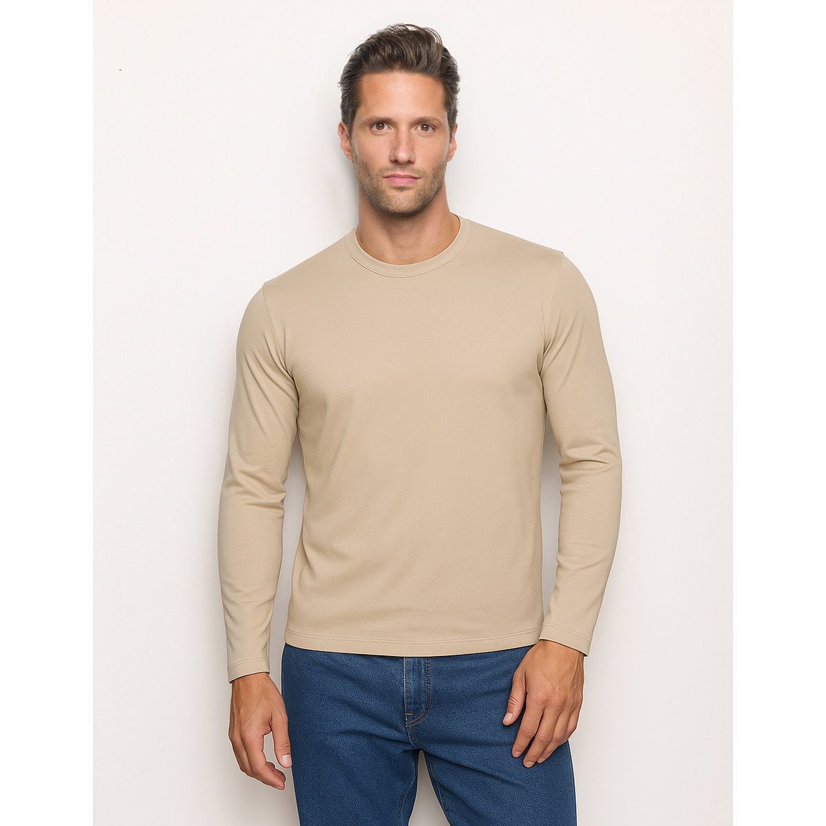 Yamamay Men's Crew-Neck Sweater TENCEL Modal & Silk Mid Blue-7