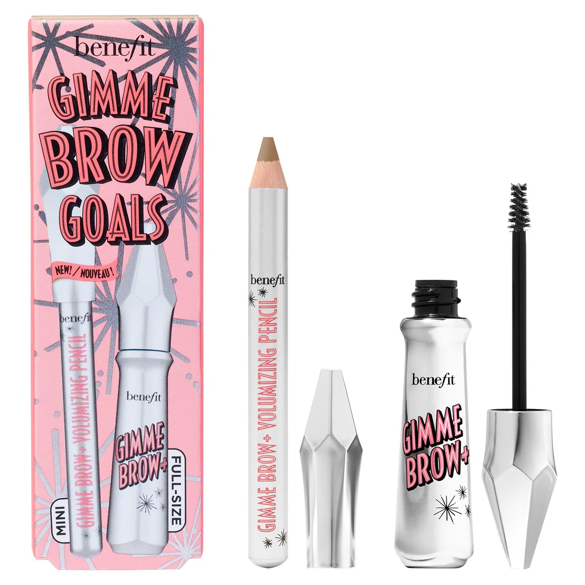 Benefit Gimme Brow Goals Kit Volumizing Gel & Pencil Shade 04 Warm Deep Brown-1