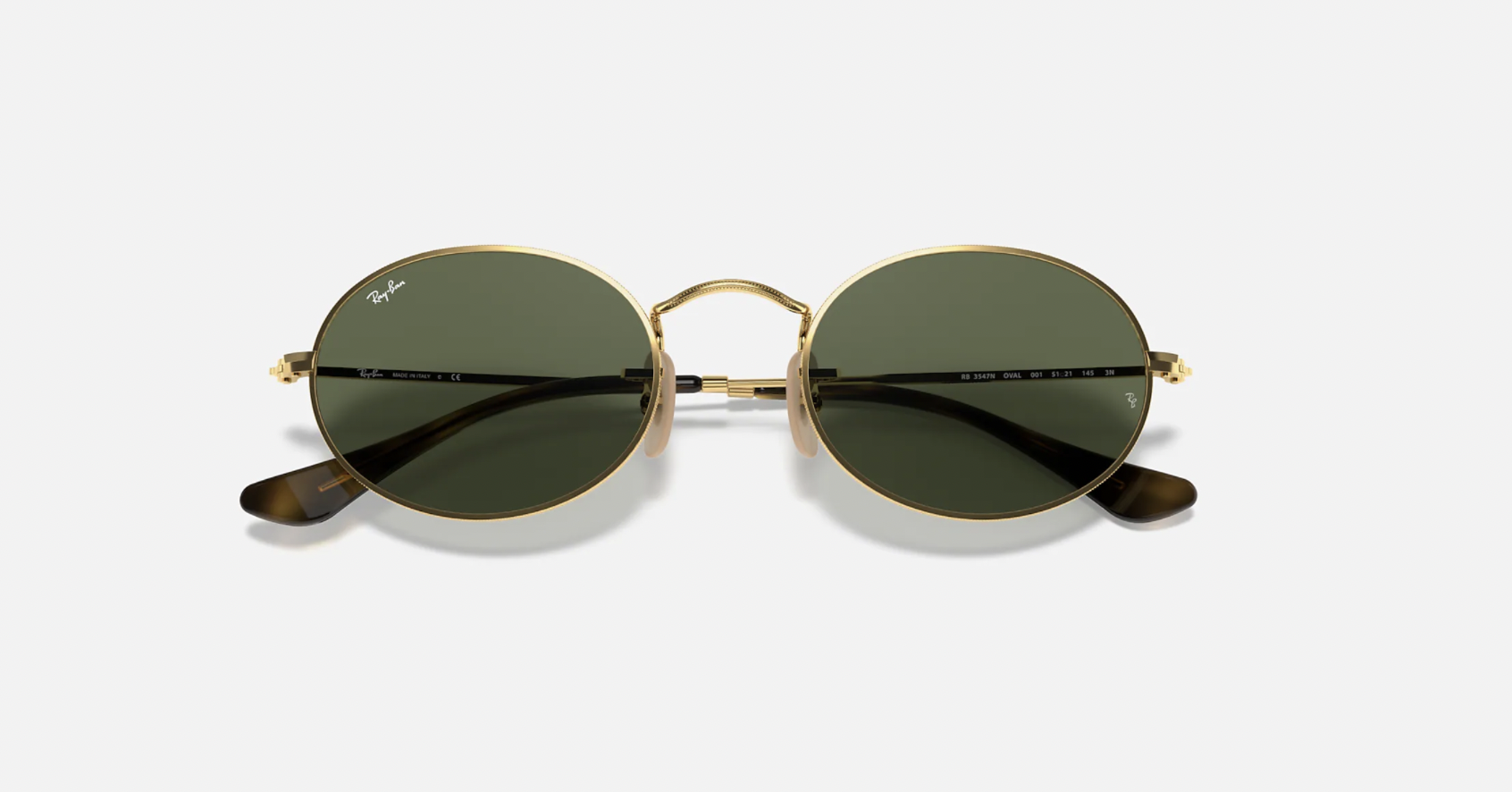 Ray-Ban RB3547N Oval Metal Sunglasses Flat Crystal Lenses 51/21-1