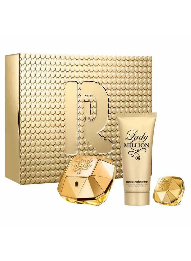 Paco Rabanne Lady Million Eau de Parfum Gift Set EDP + Body Lotion + Travel Spray-1