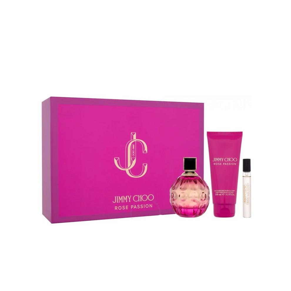 Jimmy Choo Rose Passion Gift Set EDP, Body Lotion & Travel Spray-1