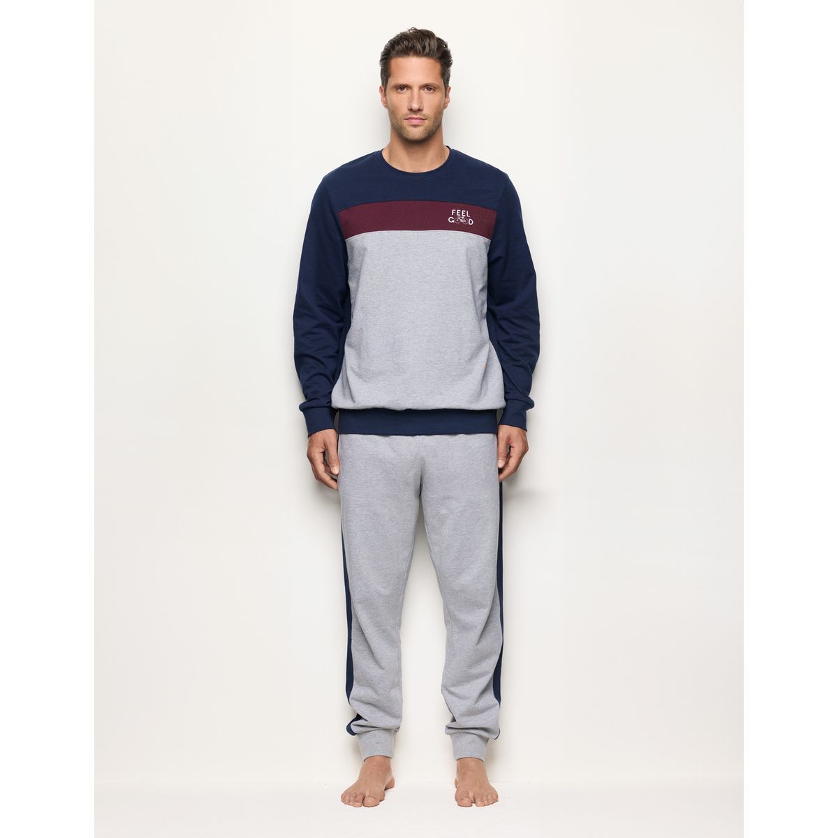 Yamamay Do You Bike? Men's Long Cotton Pajama Set Printed Joggers-1