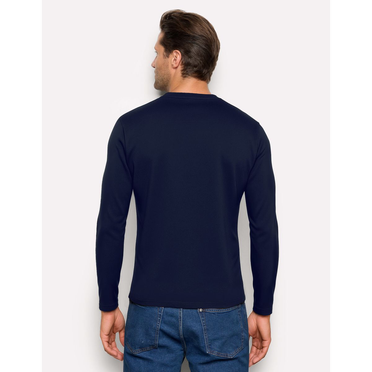 Yamamay Men's Crew-Neck Sweater TENCEL Modal & Silk Mid Blue-3
