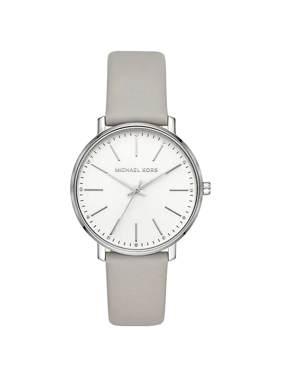 Michael Kors Colette Women's Watch 34mm Silver-Tone Leather Strap-1