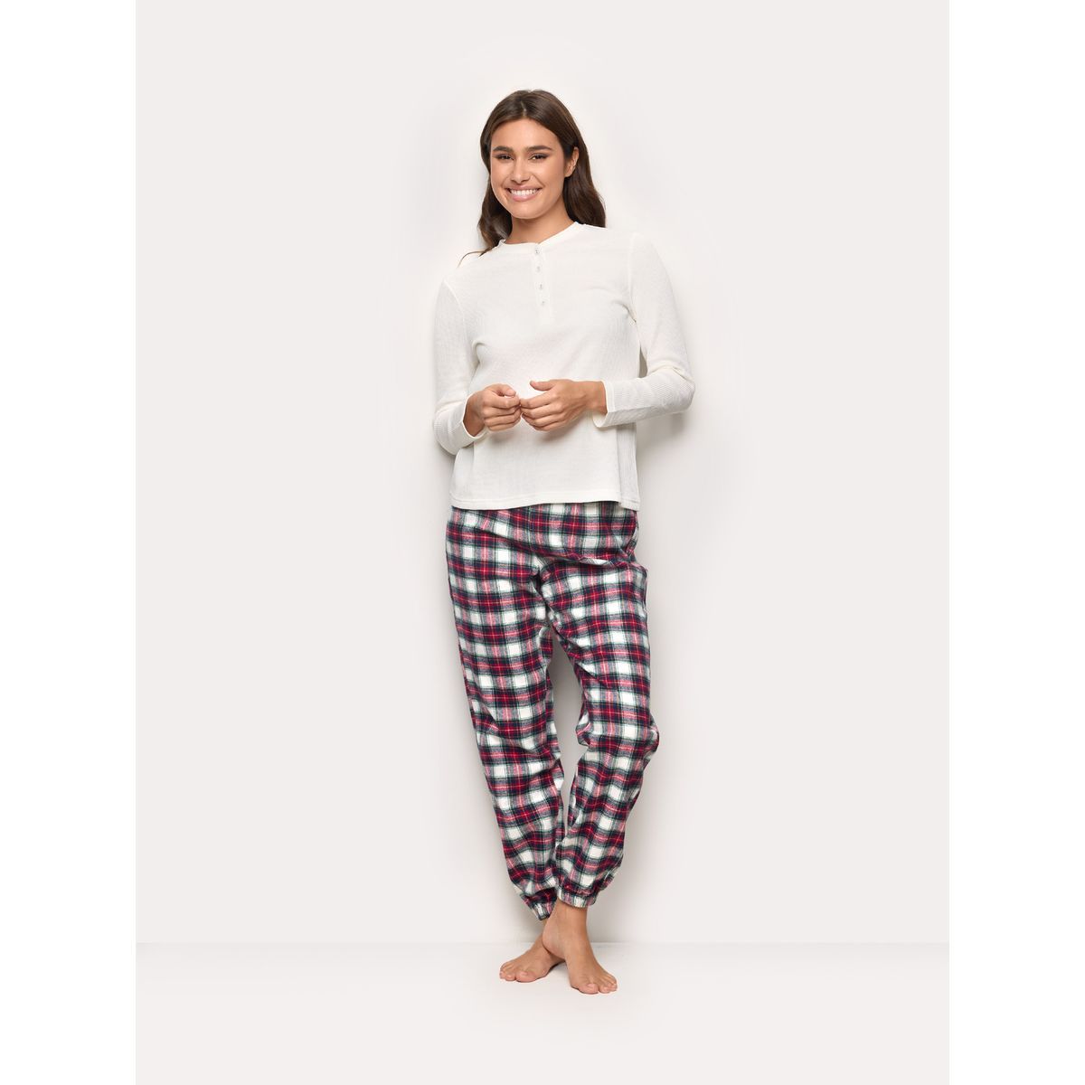 Yamamay Mix And Match Checked Cotton Flannel Pyjama Trousers Printed-1