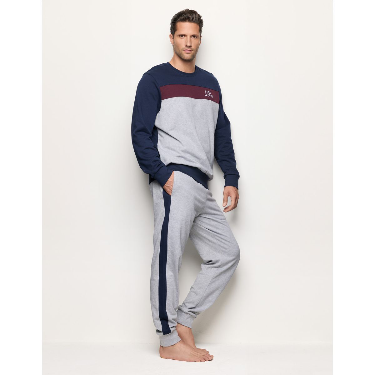 Yamamay Do You Bike? Men's Long Cotton Pajama Set Printed Joggers-1