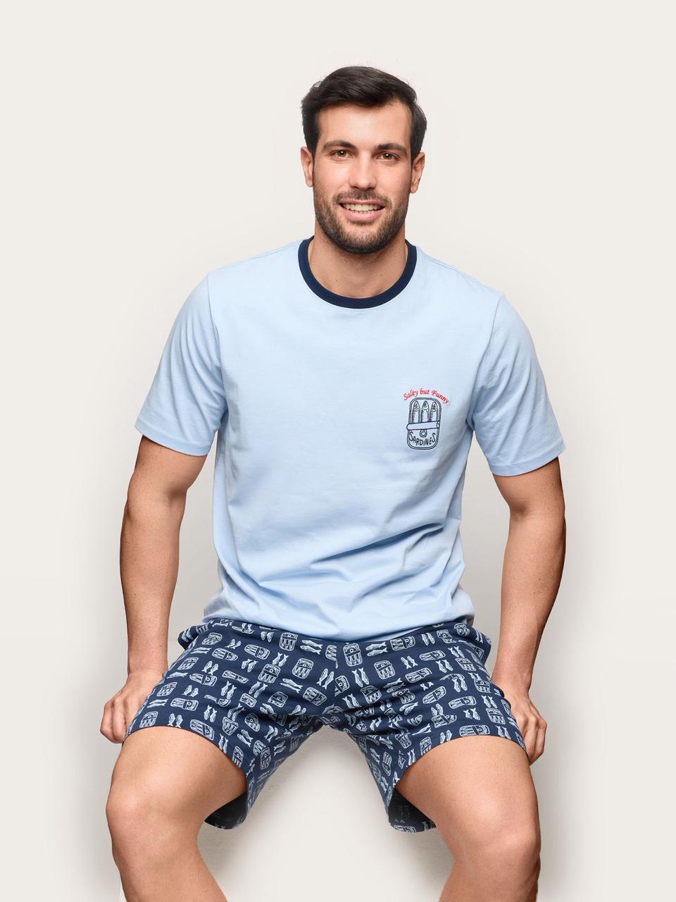 Yamamay Sea Club Short Men's Pajama Set PPCU191005 Light Blue-1