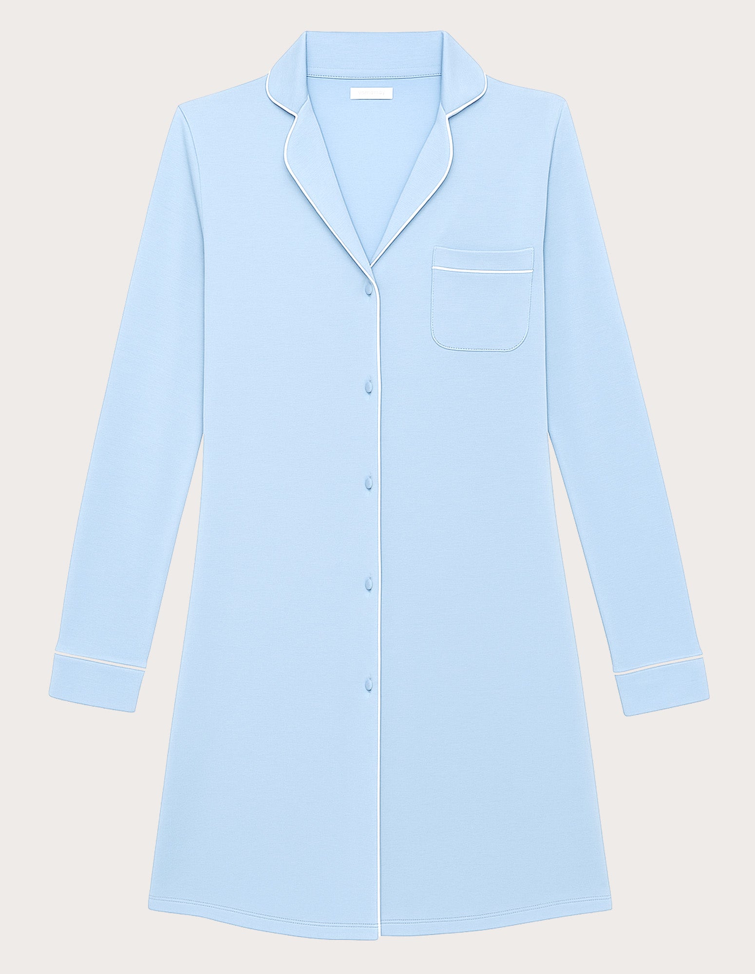 Yamamay Daily Modal Buttoned Nightdress Long Sleeve Light Blue-5