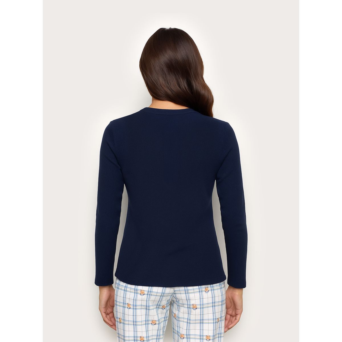 Yamamay Waffle-Effect Cotton Jersey Night Top Mix and Match-3