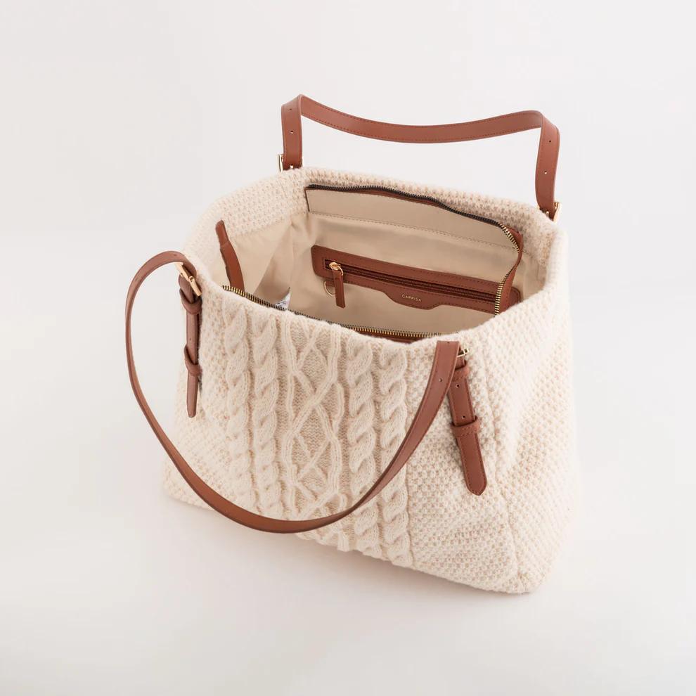 Carpisa Verrés Women's Shopping Bag Braided Fabric PU Leather Inserts-3