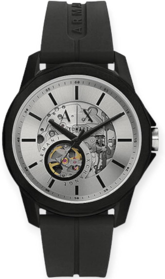 Armani Exchange AX1726 Men's Automatic Skeleton Watch 44mm Black-1