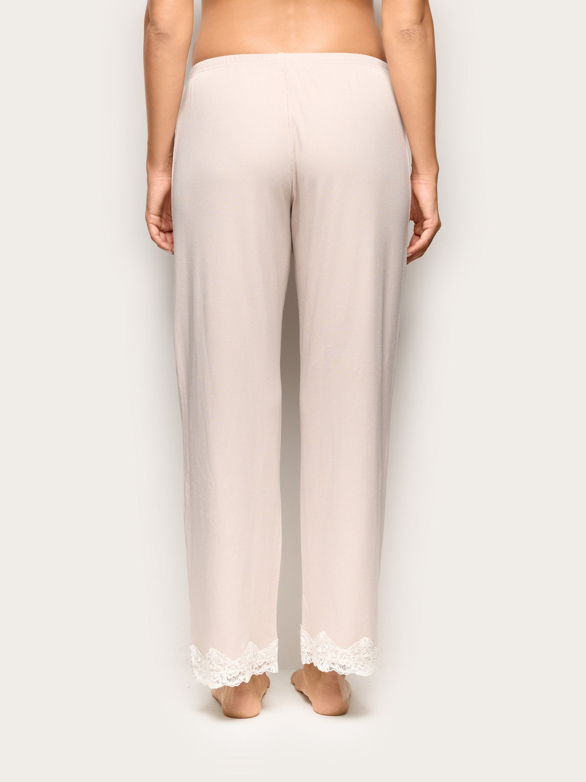 Yamamay beige nightwear trousers – lace hem detail