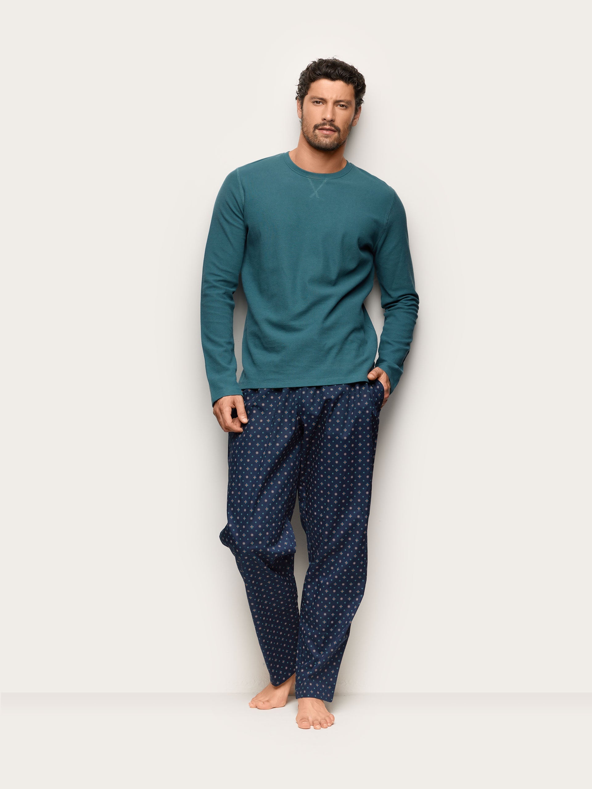 Yamamay men's Mix & Match printed full-length trousers – front view