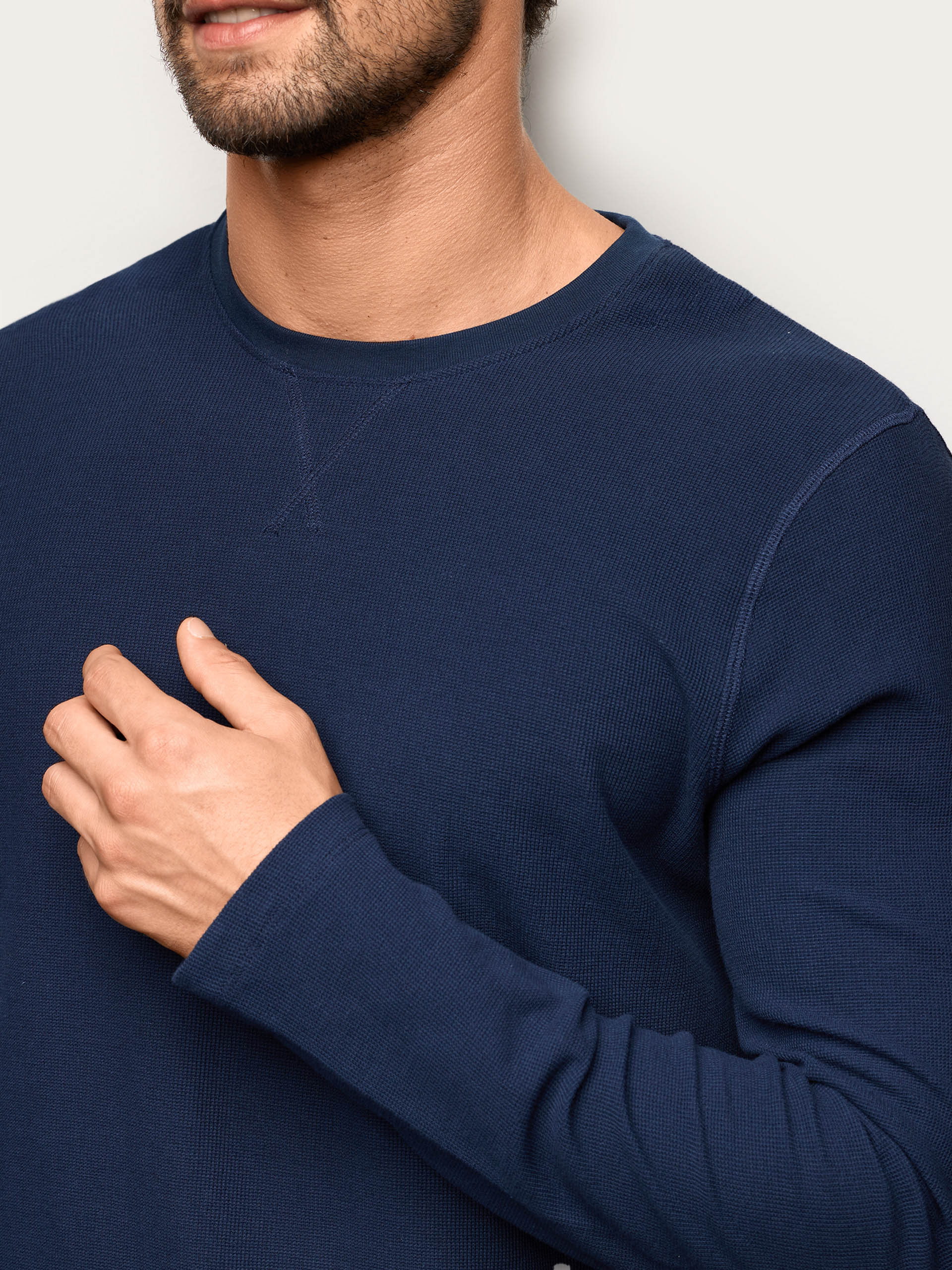Yamamay Oil Blue waffle-effect long-sleeve T-shirt – detail