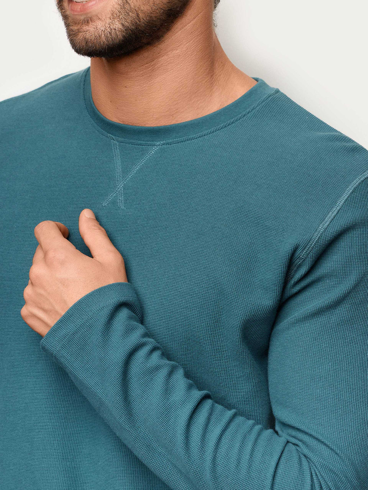 Yamamay Night Blue waffle-effect long-sleeve T-shirt – detail