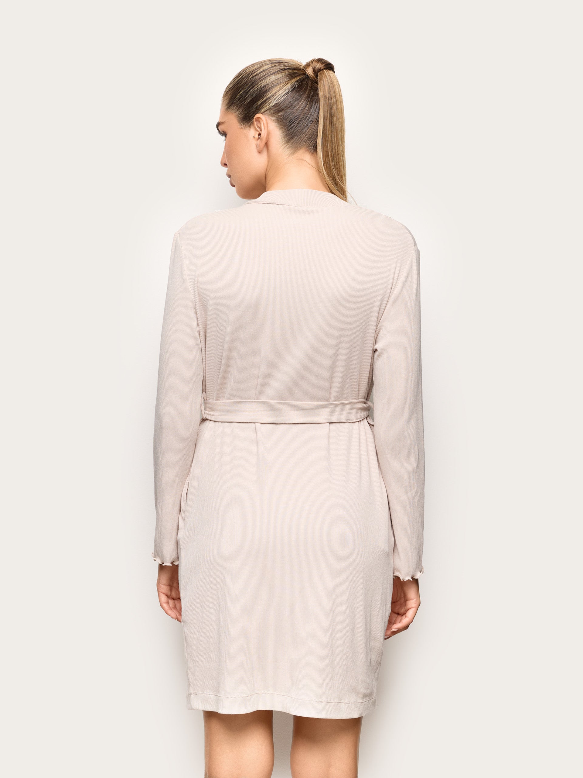 Yamamay modal cotton robe in beige – alternate view