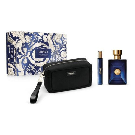 Versace Daylan Blue Pour Homme Gift Set With Travel Spray and Pouch