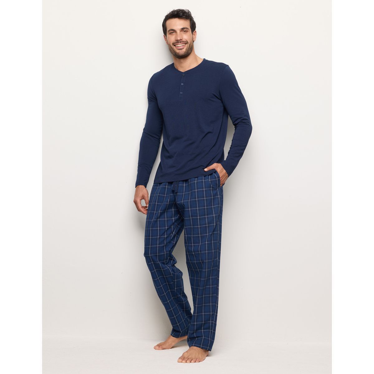 Yamamay Long Checked Pyjama Trousers Cotton Canvas Mix and Match Printed-1