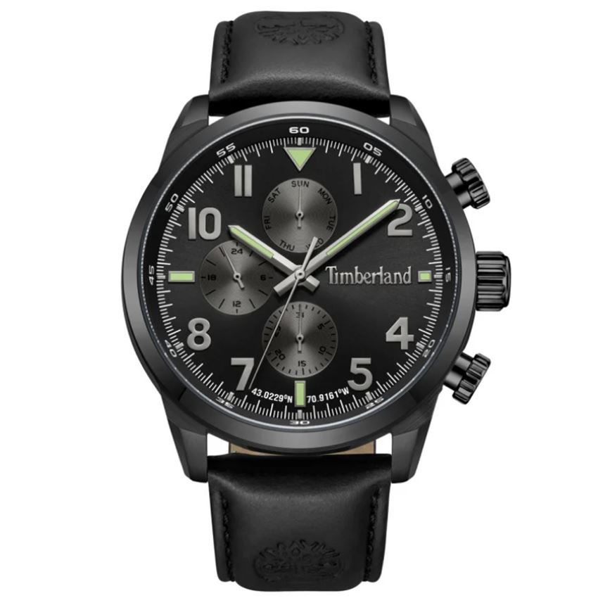 Timberland Henniker II Men's Multifunction Watch 46mm Black Leather-1