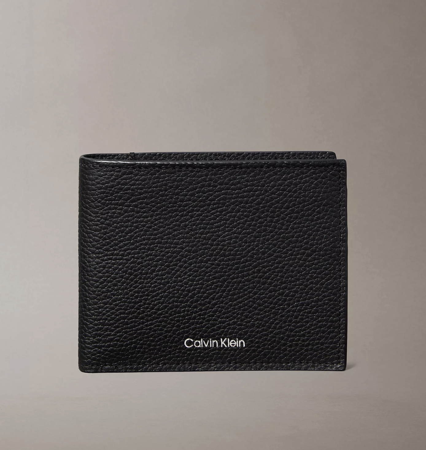 Calvin Klein Foil Embossed Logo Slim Bifold Wallet Pebble-Grain Leather-1