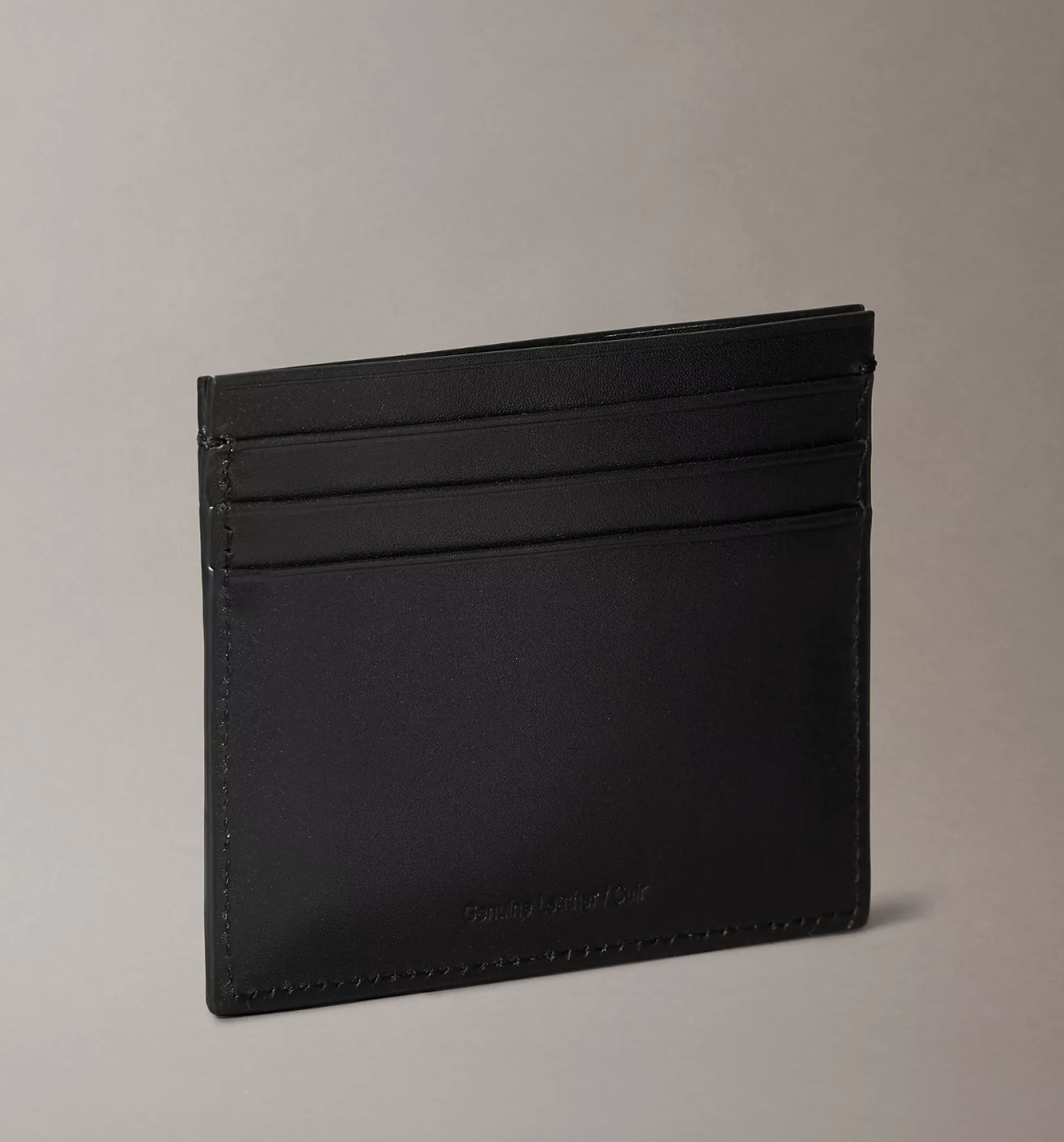 Calvin Klein Slim Leather Card Case Cardholder with Metal Logo Black-1