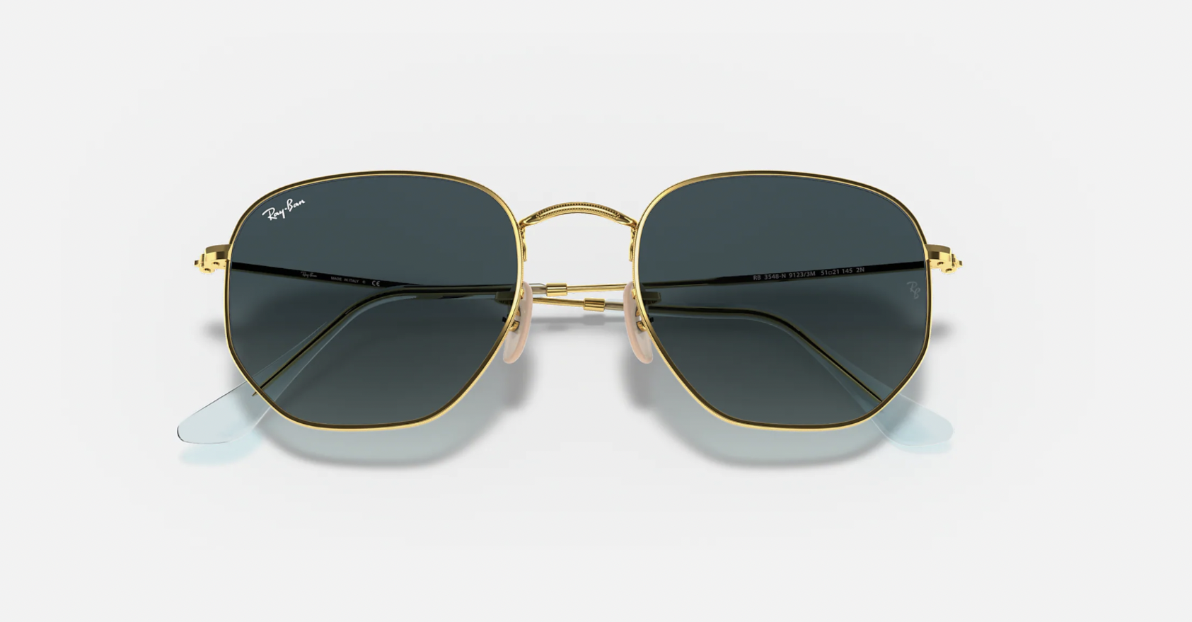 Ray-Ban RB3548N Hexagonal Metal Sunglasses Flat Crystal Lenses-1