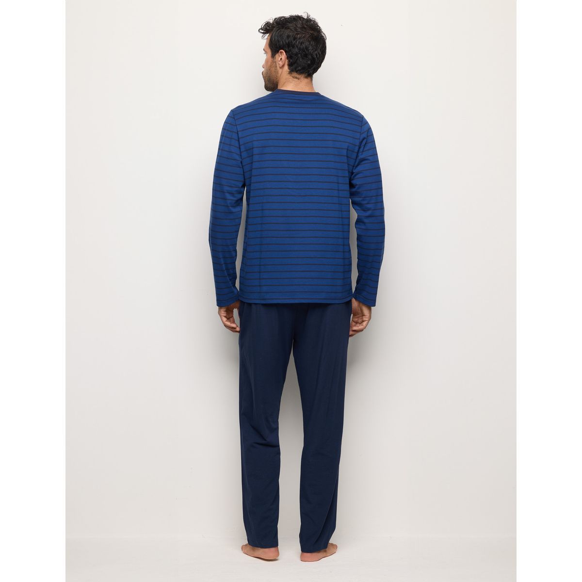 Yamamay Men's Long V-Neck Cotton Jersey Pyjamas Bicolor-1