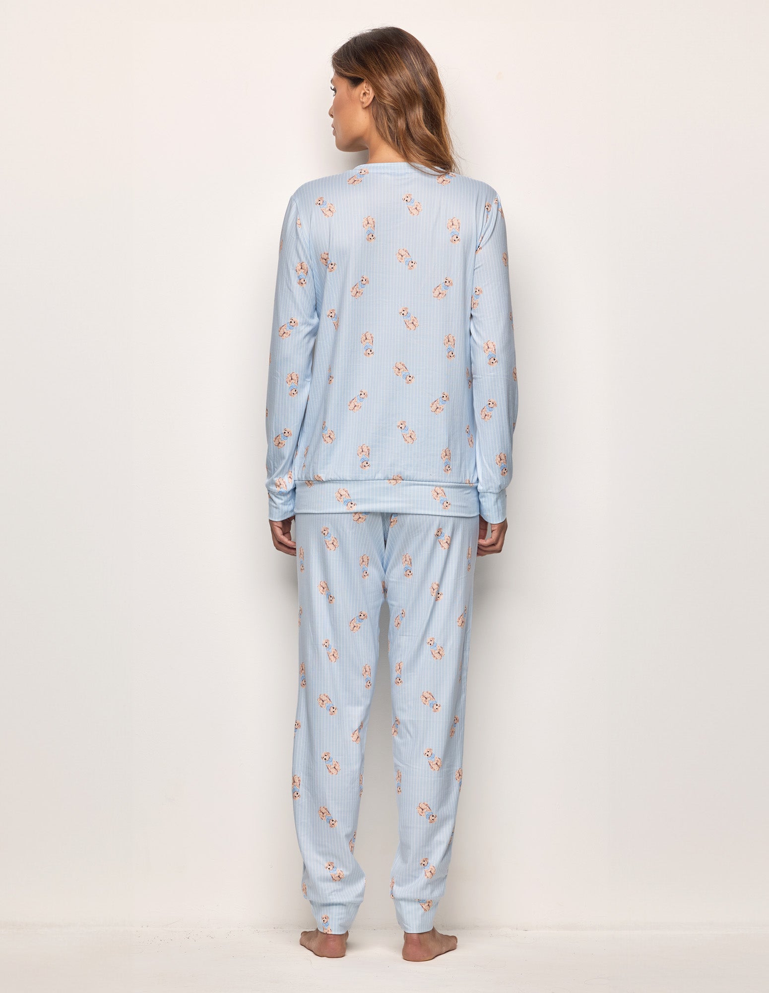 Yamamay Poodles Cuteness Women's Long Pyjama Set Blue Striped-3
