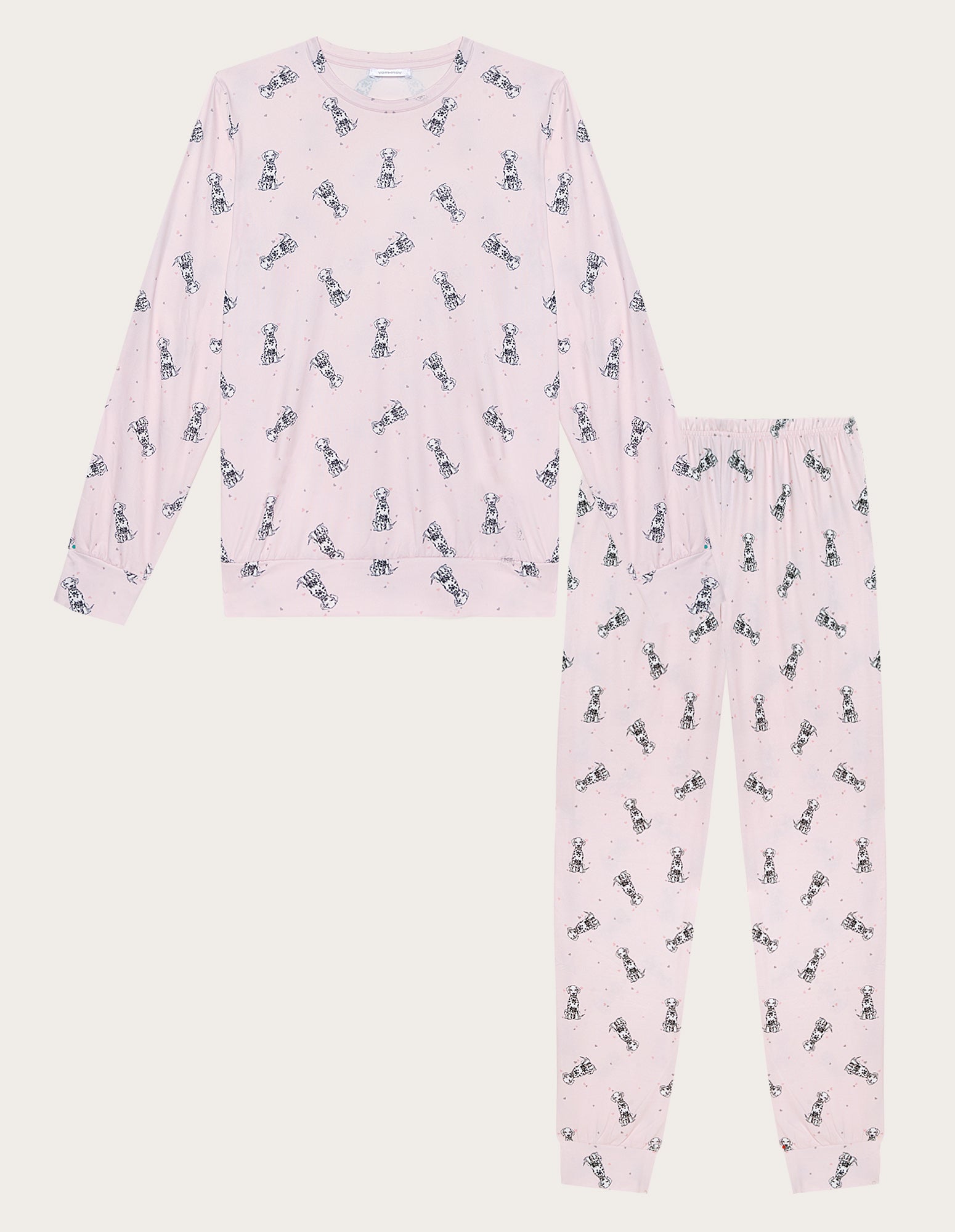 Yamamay Long Pyjama Set Dalmatian Print Pink Stretch Jersey-5