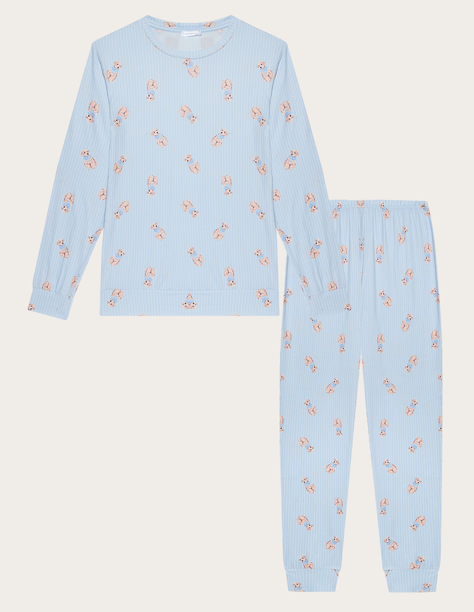 Yamamay Poodles Cuteness Women's Long Pyjama Set Blue Striped-5