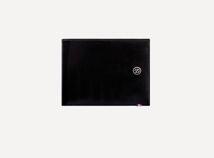 S.T. Dupont Line D Billfold Wallet 6 Card Slots Smooth Black Leather-1