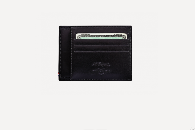 S.T. Dupont Line D Leather ID Paper Holder 4 Card Slots Black 9 x 12 cm-1